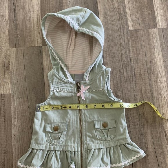 Tahari Baby Girl Sleeveless Zipper Hooded Vest Size 6-9 Months green - Picture 3 of 8